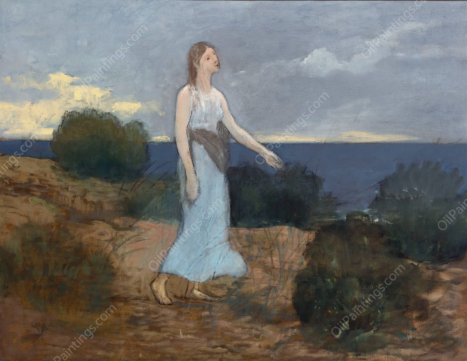 La Fee Aux Greves  by Pierre Puvis De Chavannes - Hand-Painted Oil Painting Reproduction