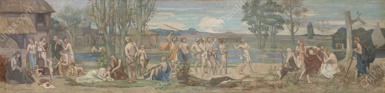 Ludus pro patria  by Pierre Puvis De Chavannes - Hand-Painted Oil Painting Reproduction