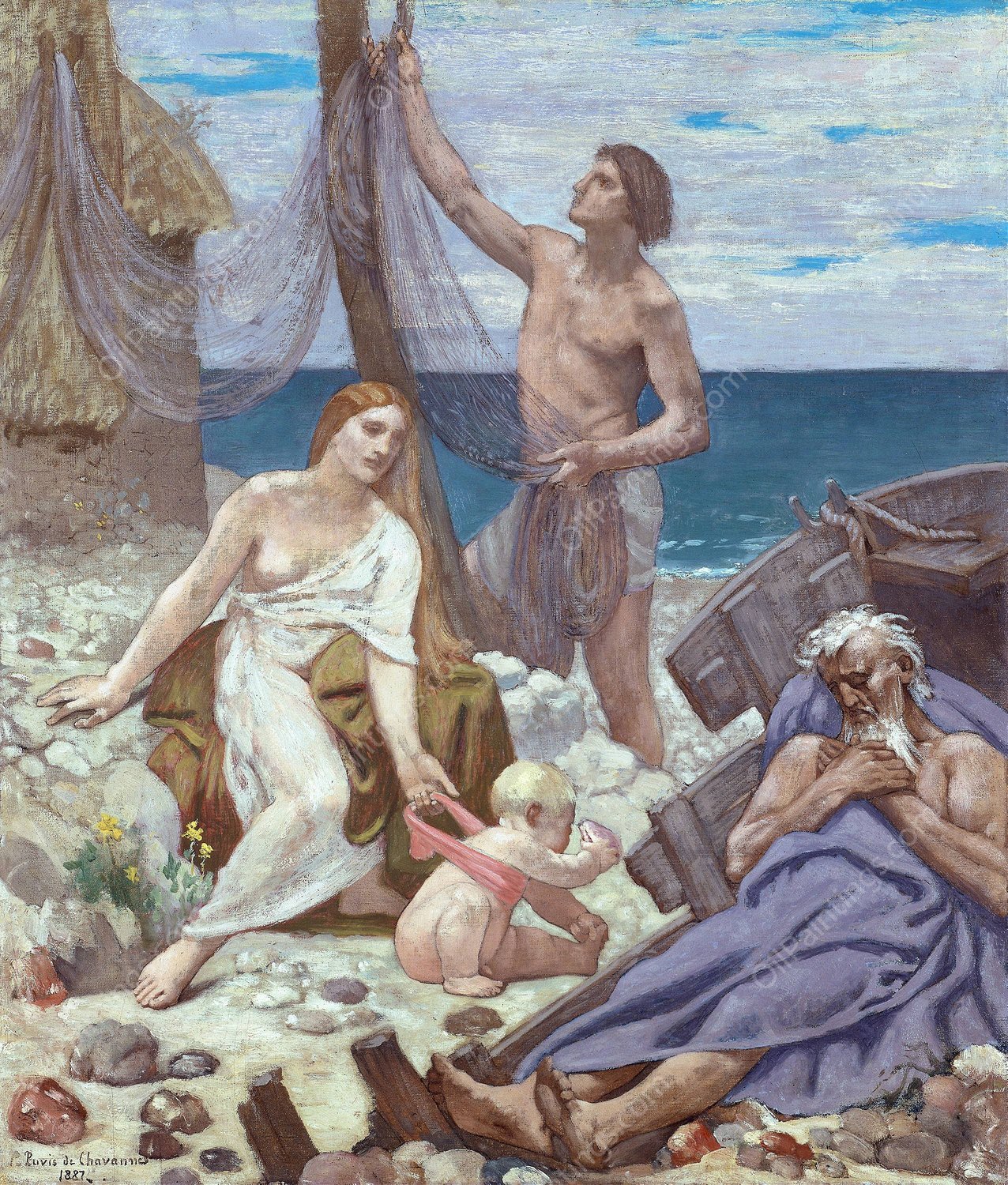 The Fisherman's Family  by Pierre Puvis De Chavannes - Hand-Painted Oil Painting Reproduction