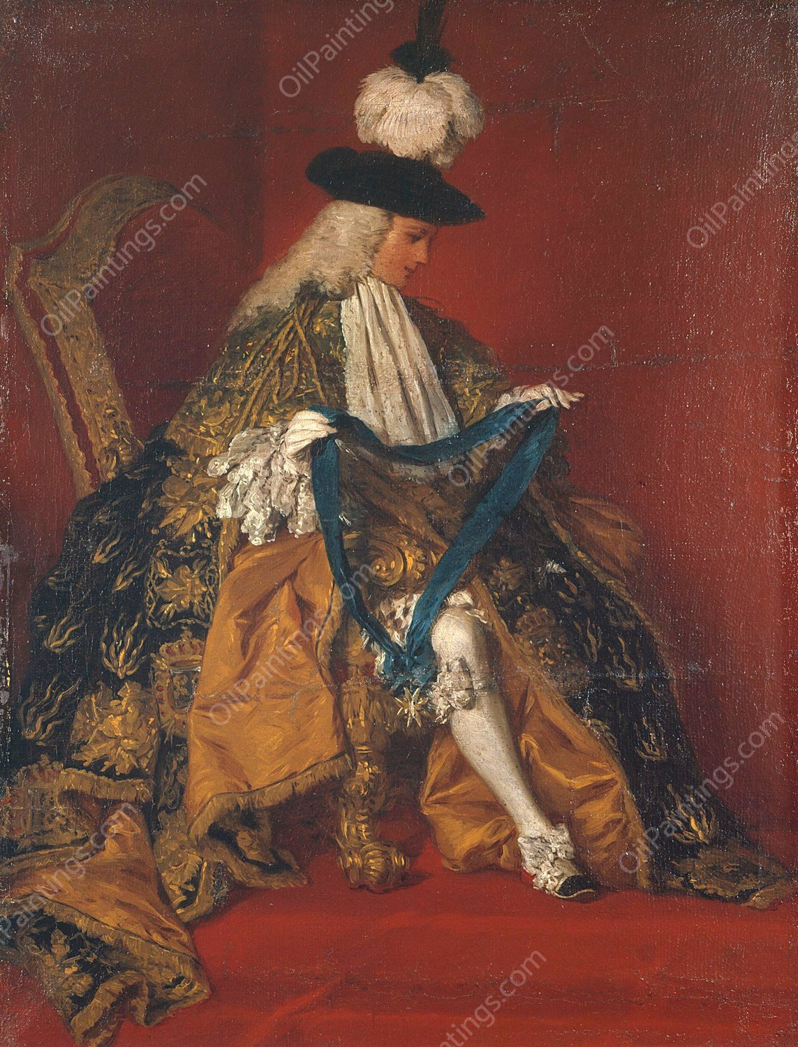Portrait de Paul-Hippolyte de Beauvillier, duc de Saint-Aignan  by Pierre Subleyras - Hand-Painted Oil Painting Reproduction