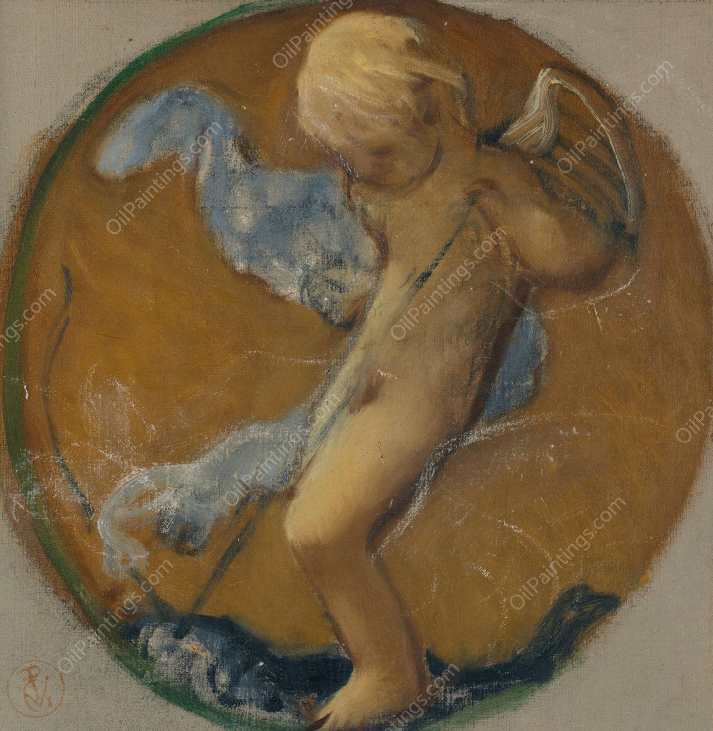 Study for Roundel with Putto  by Pierre-Victor Galland - Hand-Painted Oil Painting Reproduction