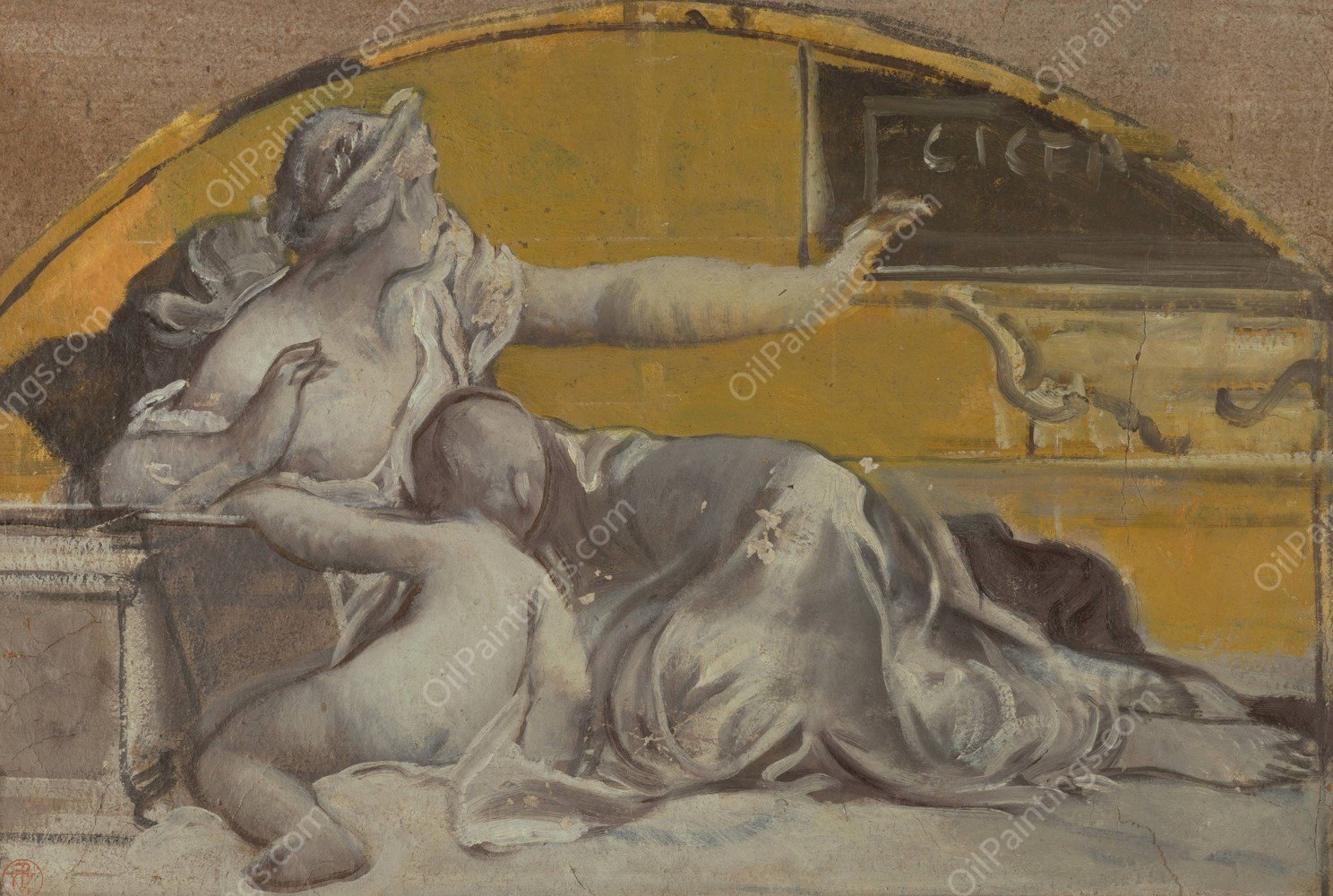 Study for Tympanum in Honor of Cicero  by Pierre-Victor Galland - Hand-Painted Oil Painting Reproduction