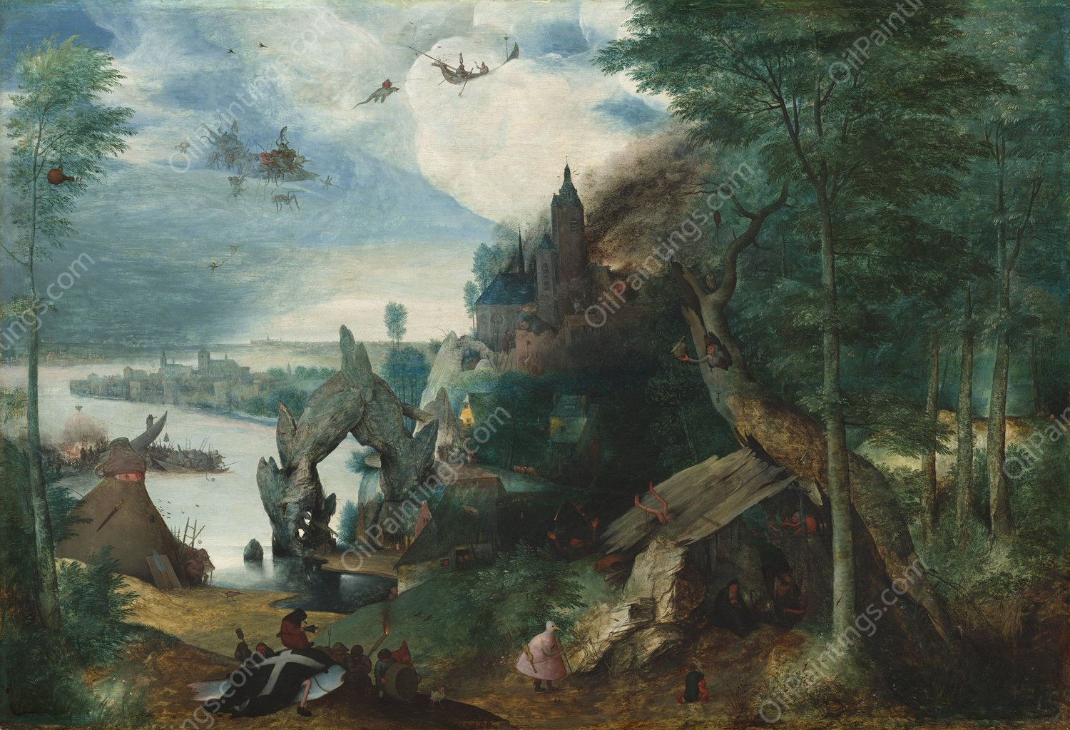 The Temptation of Saint Anthony  by Pieter Bruegel The Elder (Follower) - Hand-Painted Oil Painting Reproduction