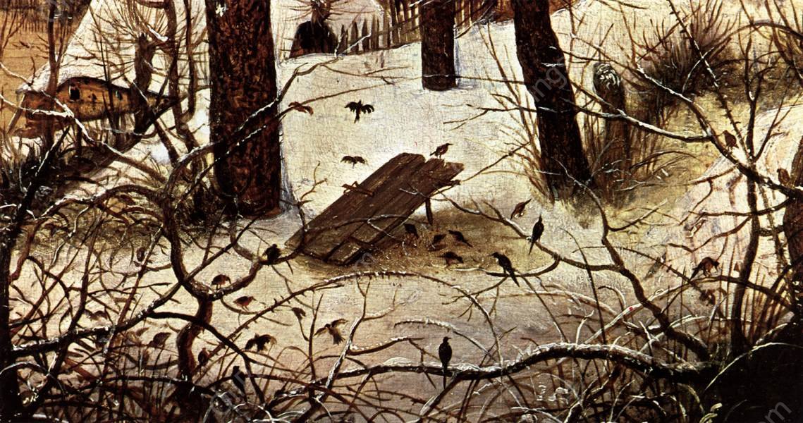 Winter Landscape with Skaters and a Bird Trap Detail by Pieter Bruegel The Elder - Hand-Painted Oil Painting Reproduction