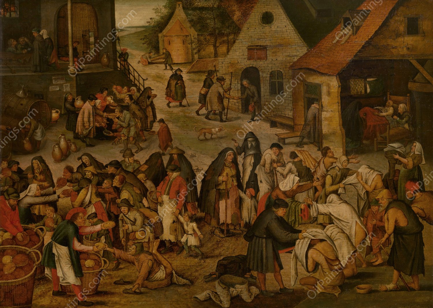 The Seven Acts of Mercy by Pieter Brueghel The Younger - Hand-Painted Oil Painting Reproduction