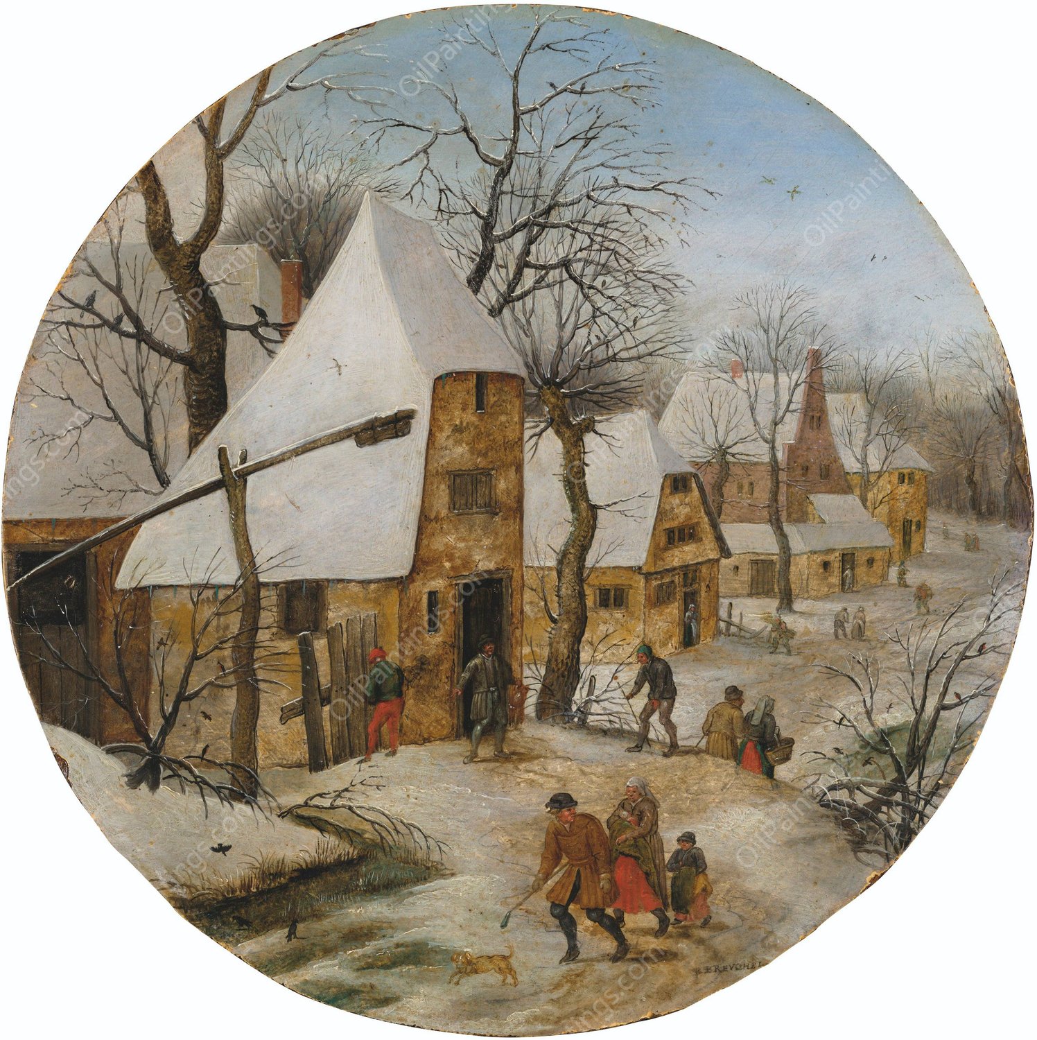 Winter by Pieter Brueghel The Younger - Hand-Painted Oil Painting Reproduction