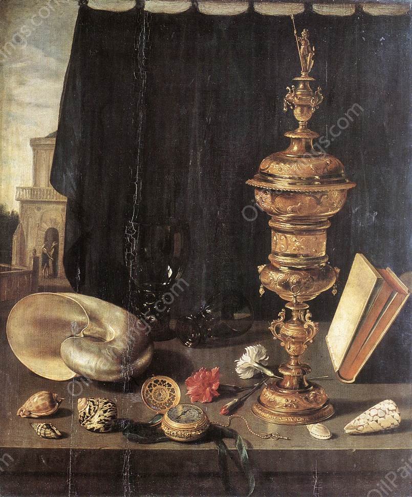 Still-Life with Great Golden Goblet by Pieter Claesz - Hand-Painted Oil Painting Reproduction