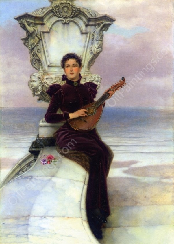 The Mandolin Player by Pieter Haaxman - Hand-Painted Oil Painting Reproduction