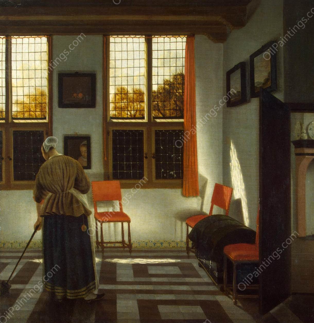 Room in a Dutch House by Pieter Janssens Elinga - Hand-Painted Oil Painting Reproduction