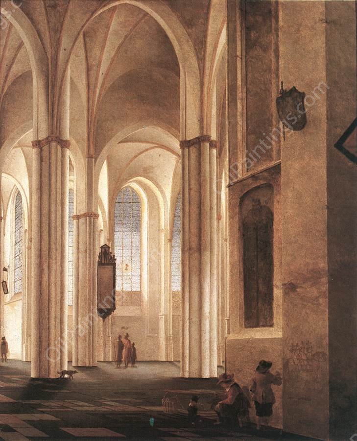 The Interior of the Buurkerk at Utrecht by Pieter Jansz Saenredam - Hand-Painted Oil Painting Reproduction