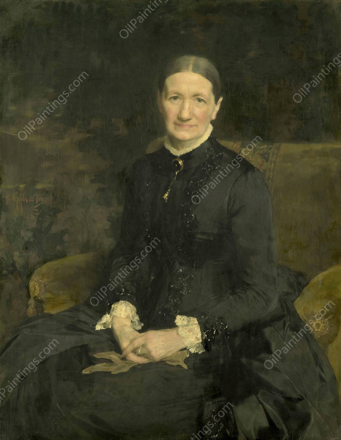 Mrs A.J. Zubli-Maschhaupt  by Pieter Josselin De Jong - Hand-Painted Oil Painting Reproduction