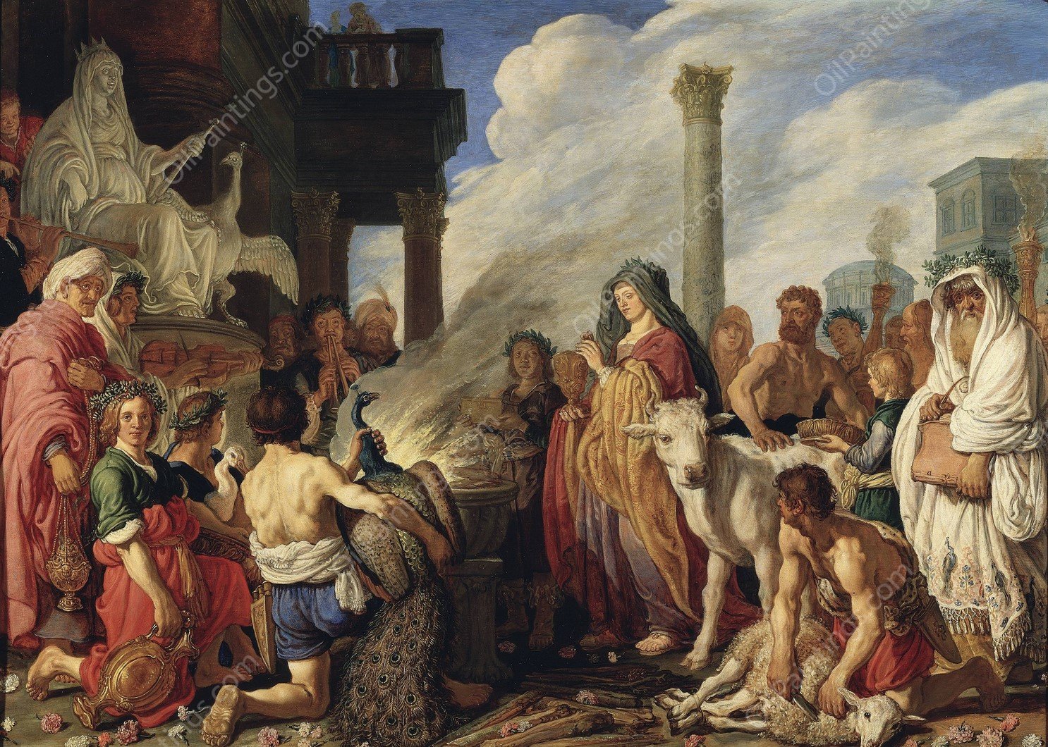 Dido's Sacrifice to Juno  by Pieter Lastman - Hand-Painted Oil Painting Reproduction