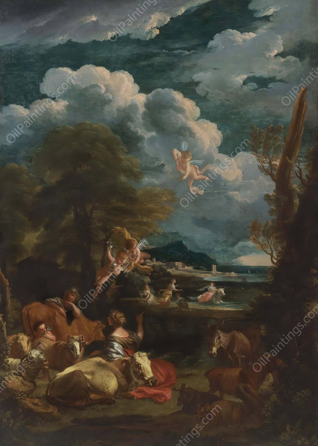 Landscape With The Rape Of Europa by Pieter Mulier The Younger - Hand-Painted Oil Painting Reproduction