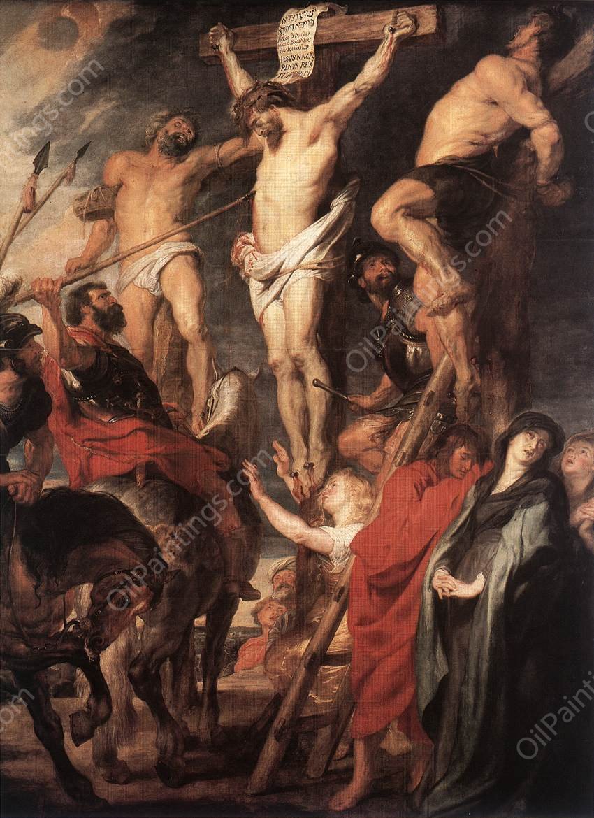 Christ on the Cross between the Two Thieves by Peter Paul Rubens - Hand-Painted Oil Painting Reproduction