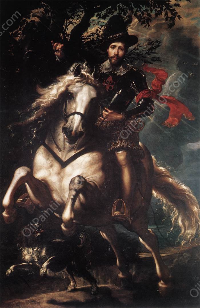 Equestrian Portrait of Giancarlo Doria by Peter Paul Rubens - Hand-Painted Oil Painting Reproduction