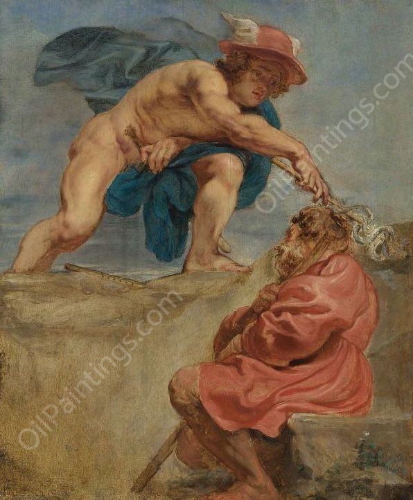 Mercury and a Sleeping Herdsman by Peter Paul Rubens - Hand-Painted Oil Painting Reproduction