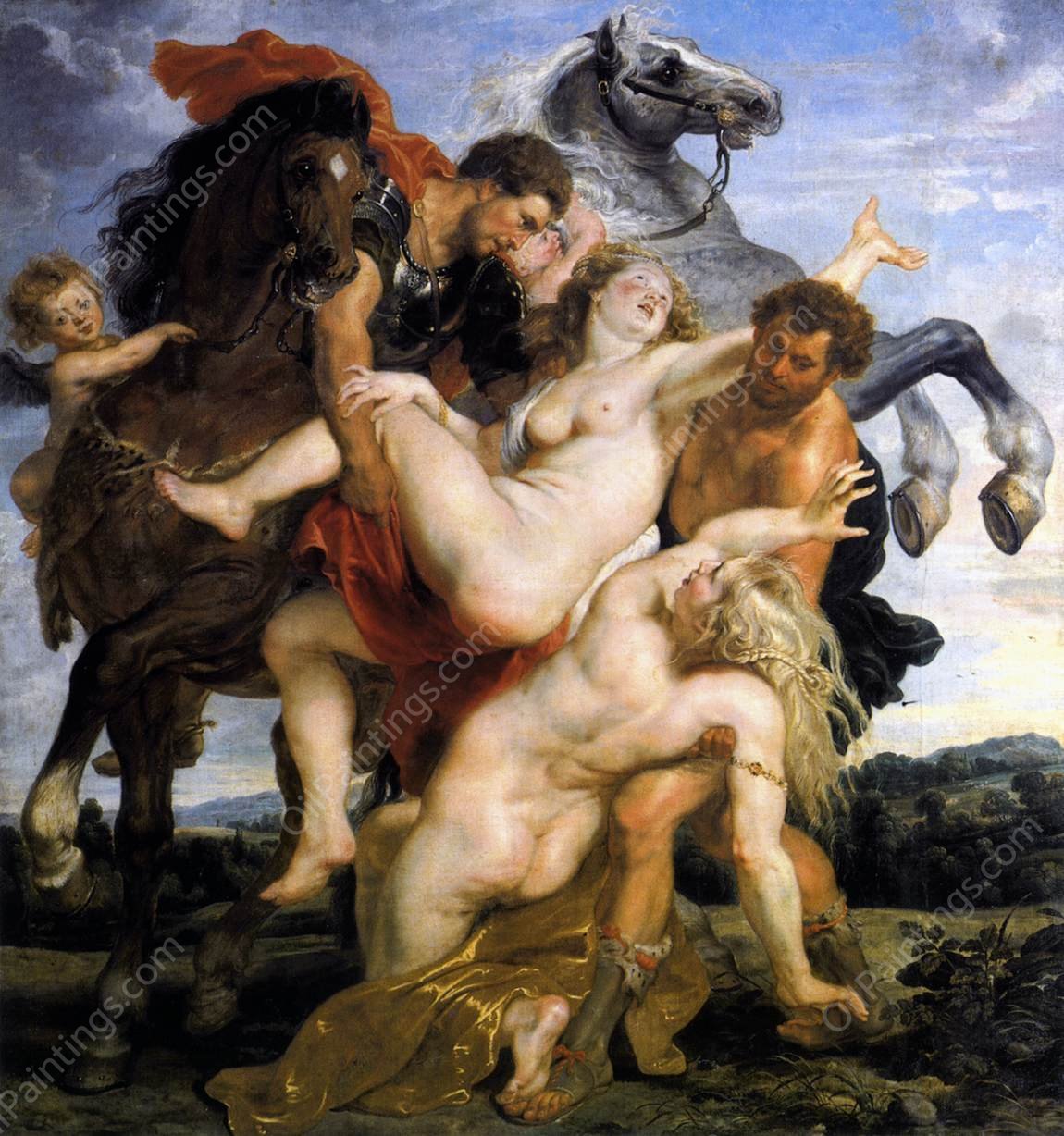 Rape of the Daughters of Leucippus by Peter Paul Rubens - Hand-Painted Oil Painting Reproduction
