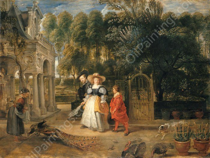 Rubens in His Garden with Helena Fourment by Peter Paul Rubens - Hand-Painted Oil Painting Reproduction