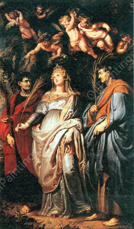 St Domitilla with St Nereus and St Achilleus by Peter Paul Rubens - Hand-Painted Oil Painting Reproduction