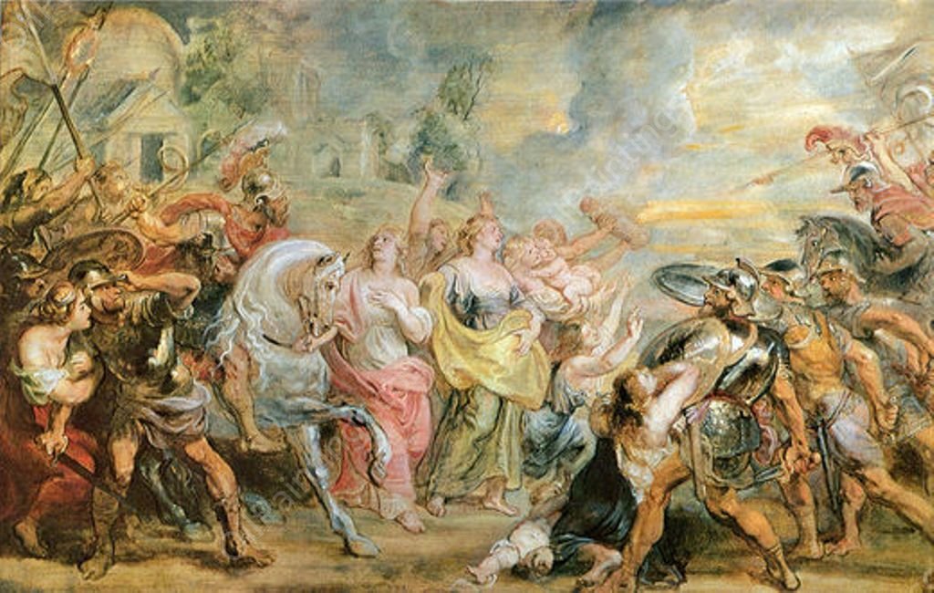 Truce between Romans and Sabinians by Peter Paul Rubens - Hand-Painted Oil Painting Reproduction