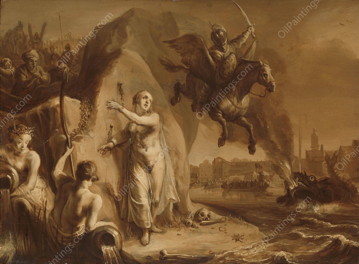 Perseus and Andromeda. Allegory of the liberation of the Netherlands by Prince Frederik Hendrik  by Pieter Symonsz Potter - Hand-Painted Oil Painting Reproduction