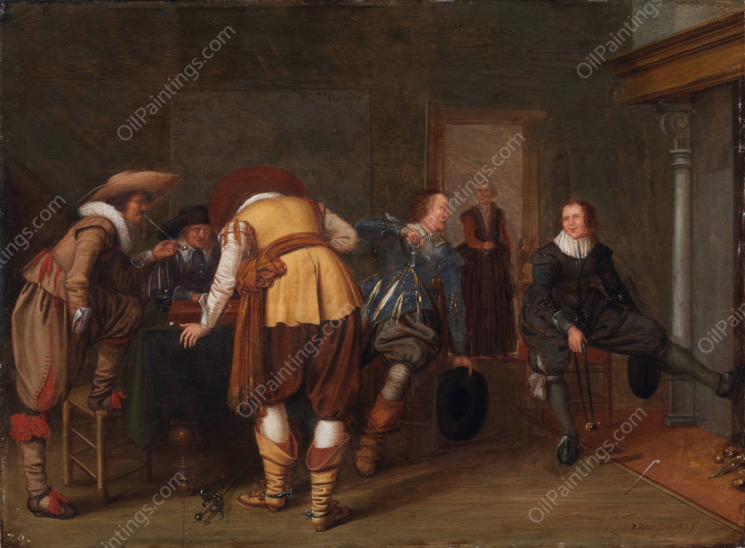 The Board Game Players  by Pieter Symonsz Potter - Hand-Painted Oil Painting Reproduction