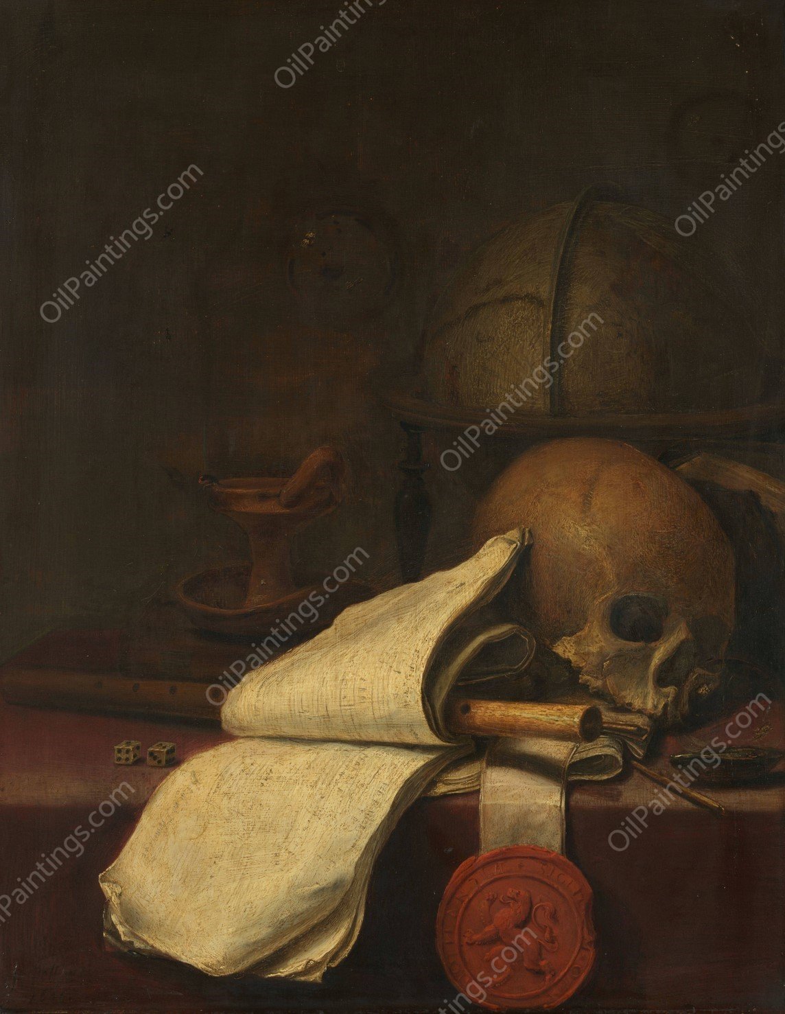 Vanitas Still Life  by Pieter Symonsz Potter - Hand-Painted Oil Painting Reproduction