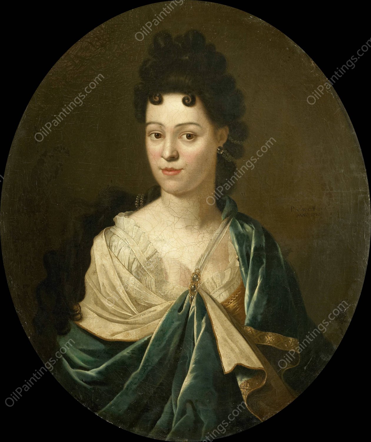 Portrait of Mrs. Brust-Batailhy  by Pieter Van Der Werff - Hand-Painted Oil Painting Reproduction