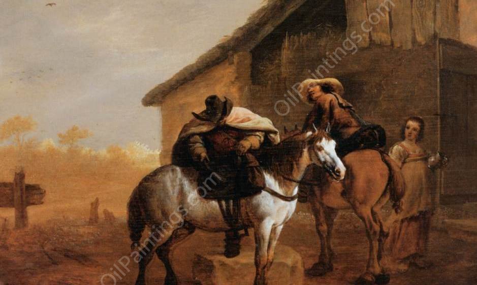 Departure from the Inn by Pieter Van Laer - Hand-Painted Oil Painting Reproduction