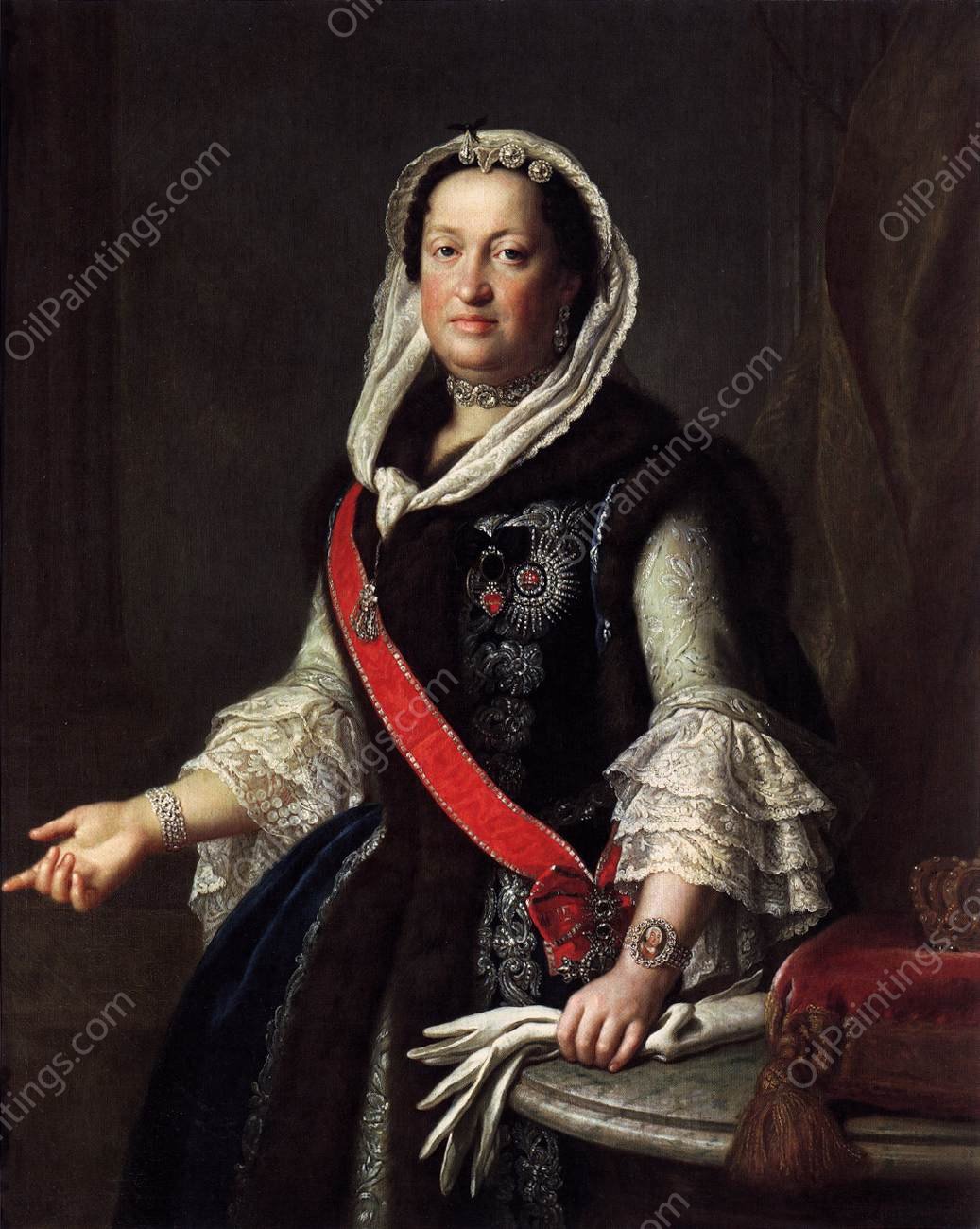 Queen Maria Josepha, Wife of King Augustus III of Poland by Pietro Antonio Rotari - Hand-Painted Oil Painting Reproduction