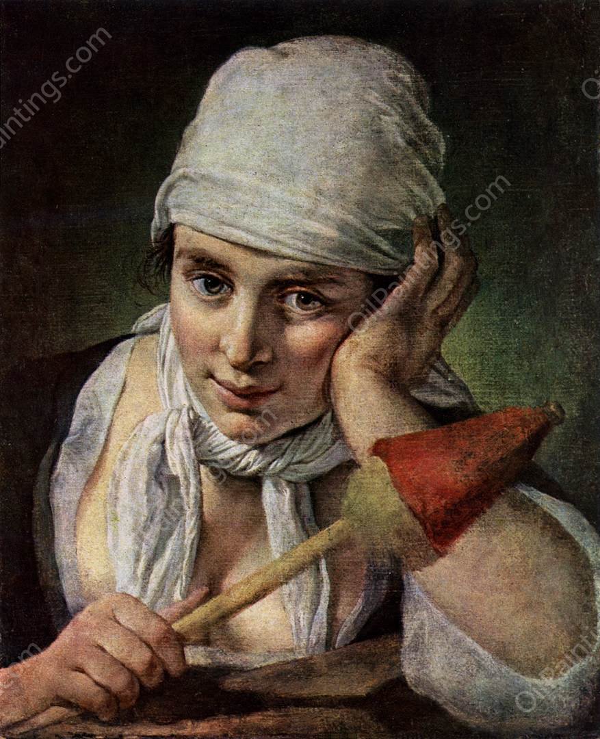 Young Girl with Distaff by Pietro Antonio Rotari - Hand-Painted Oil Painting Reproduction