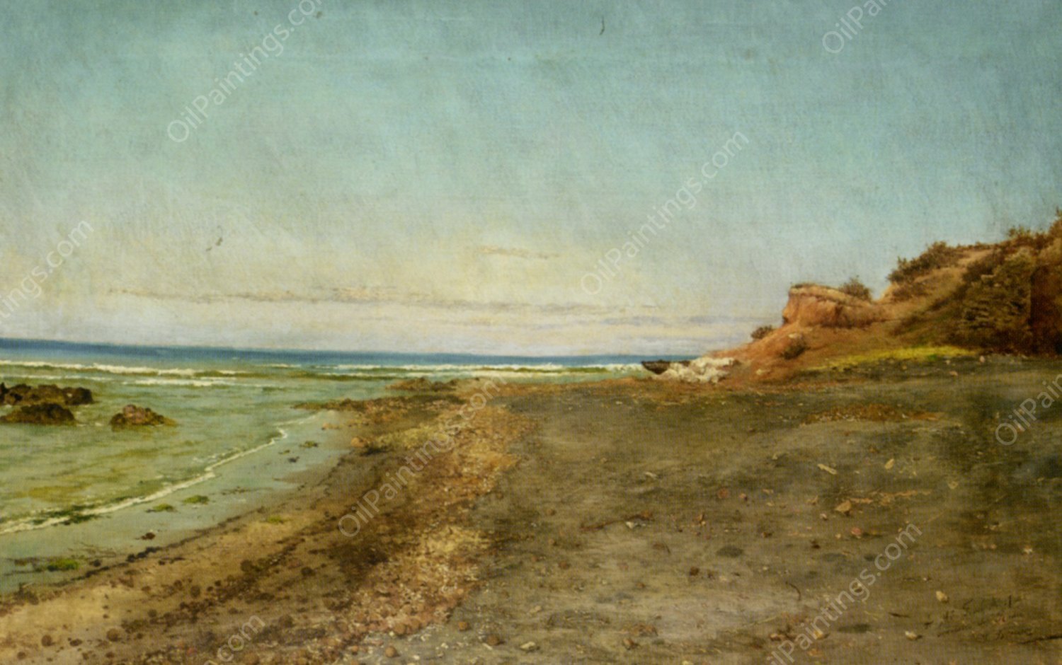 The Shore of Maccarese Near Fregene Rome by Pietro Barucci - Hand-Painted Oil Painting Reproduction