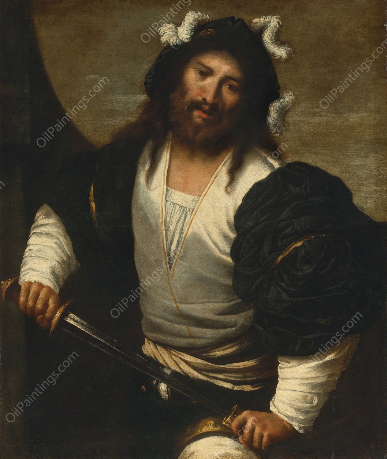 Man drawing a sword  by Pietro Della Vecchia - Hand-Painted Oil Painting Reproduction