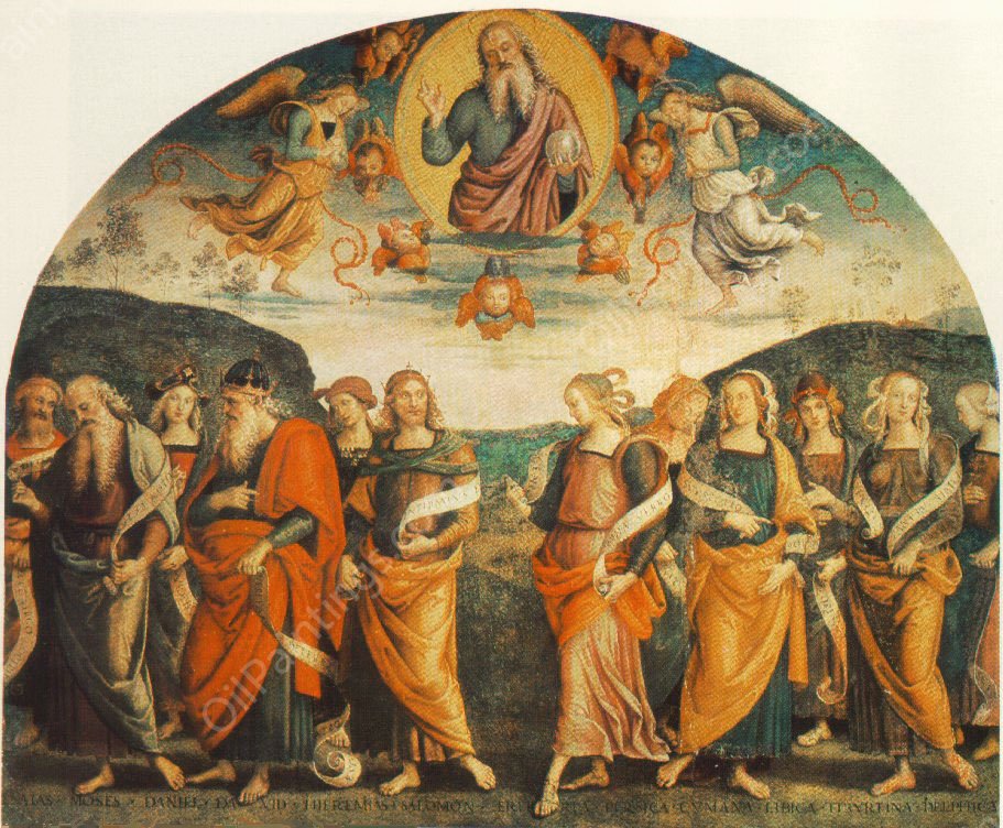 The Almighty with Prophets and Sybils by Pietro Perugino - Hand-Painted Oil Painting Reproduction