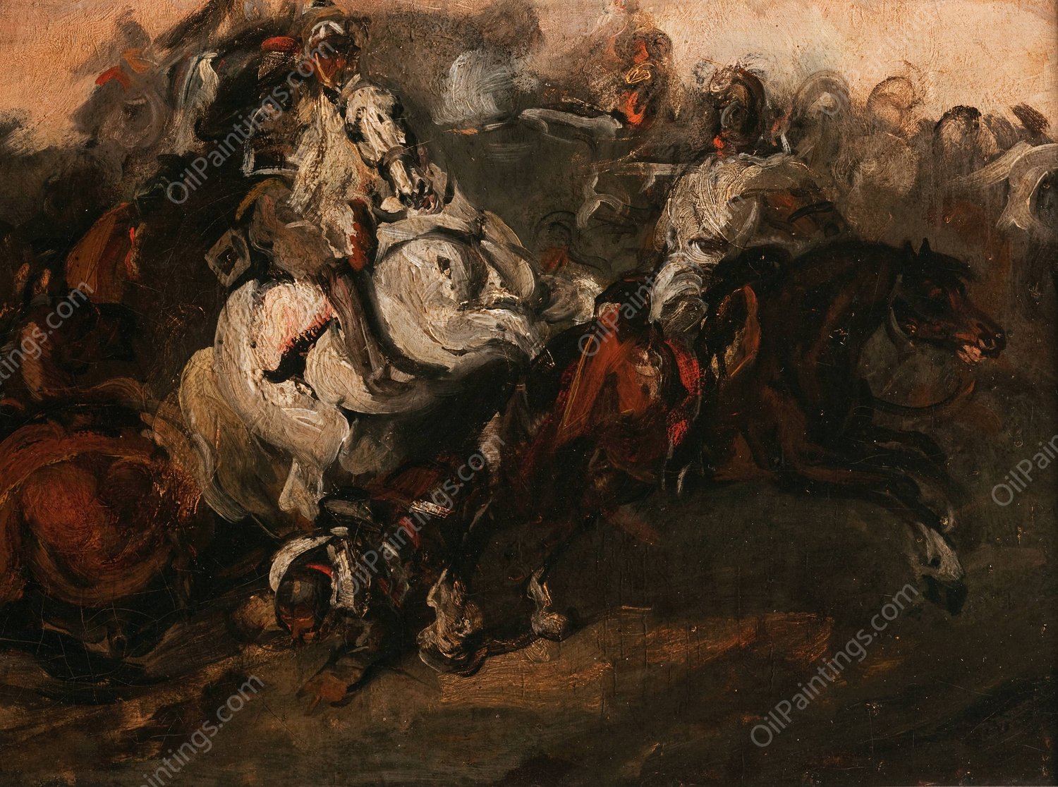 Encounter of Cuirassiers  by Piotr Michalowski - Hand-Painted Oil Painting Reproduction
