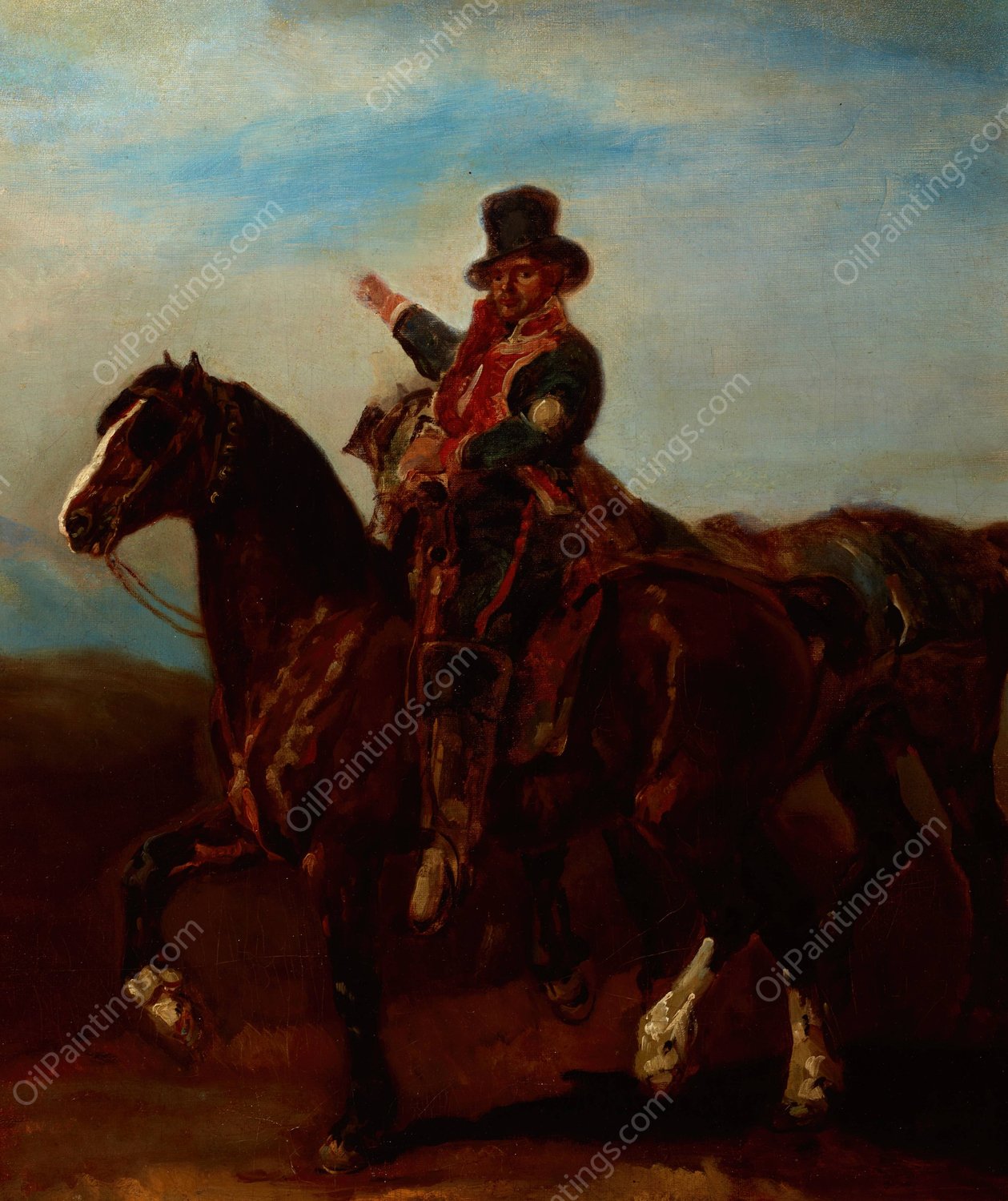 French Postillion  by Piotr Michalowski - Hand-Painted Oil Painting Reproduction