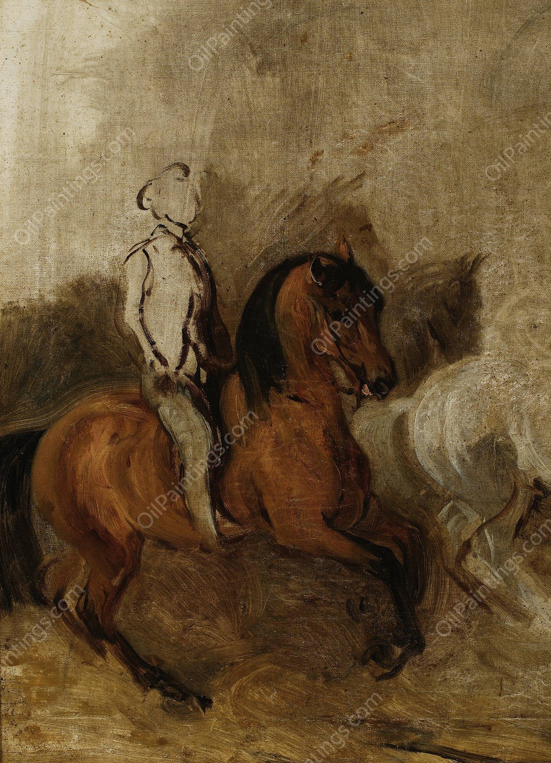 Horseman, sketch  by Piotr Michalowski - Hand-Painted Oil Painting Reproduction