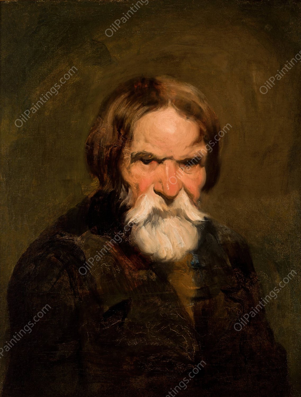 Study of a Bearded Peasant  by Piotr Michalowski - Hand-Painted Oil Painting Reproduction