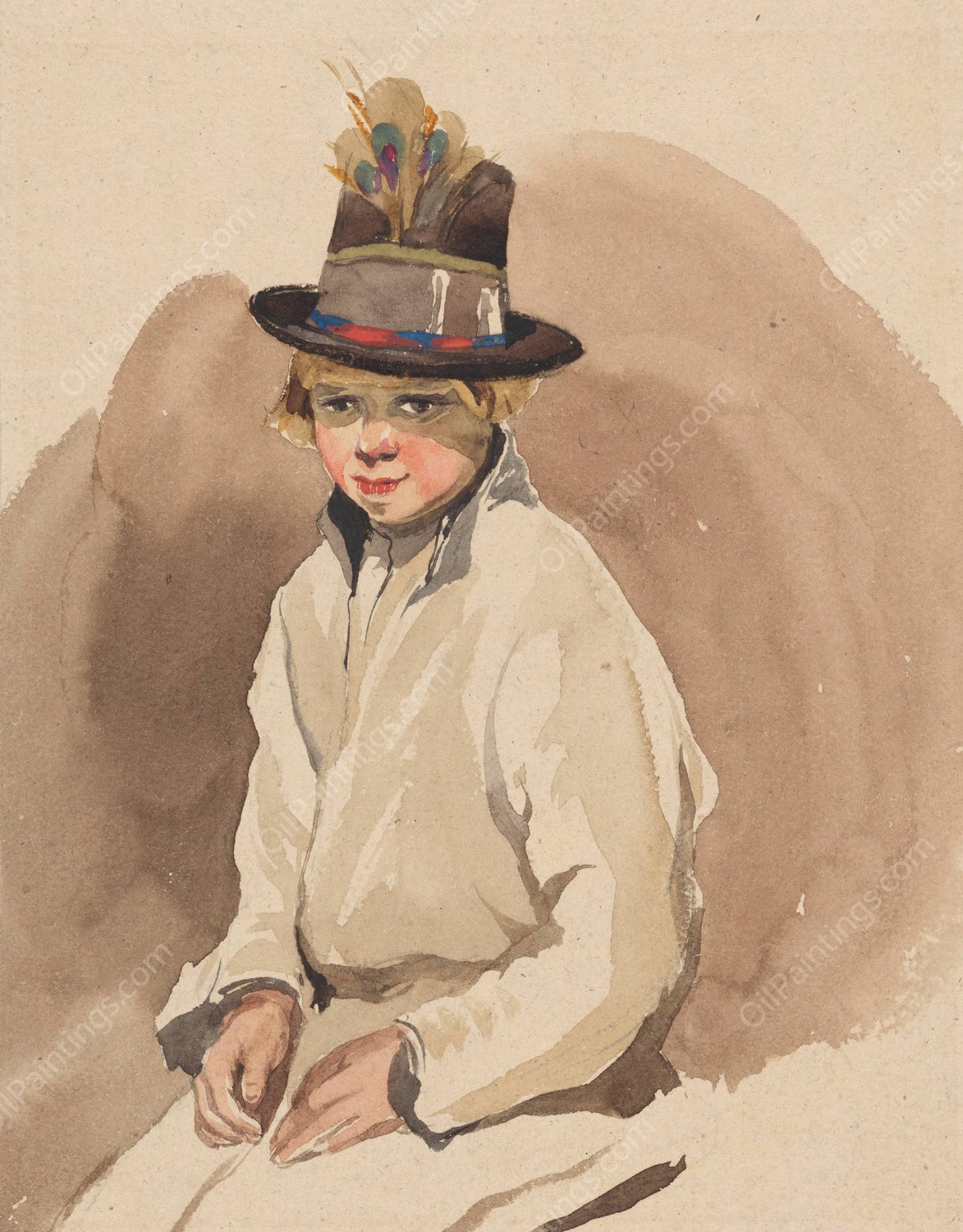 Study of a village boy  by Piotr Michalowski - Hand-Painted Oil Painting Reproduction