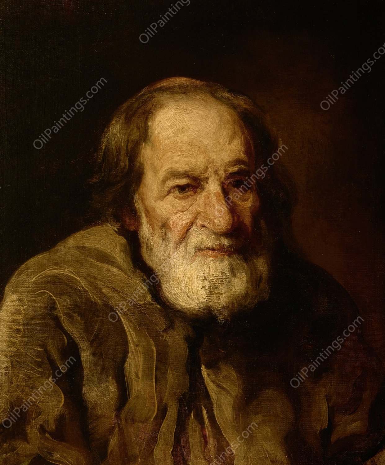 Study of an Old Peasant  by Piotr Michalowski - Hand-Painted Oil Painting Reproduction