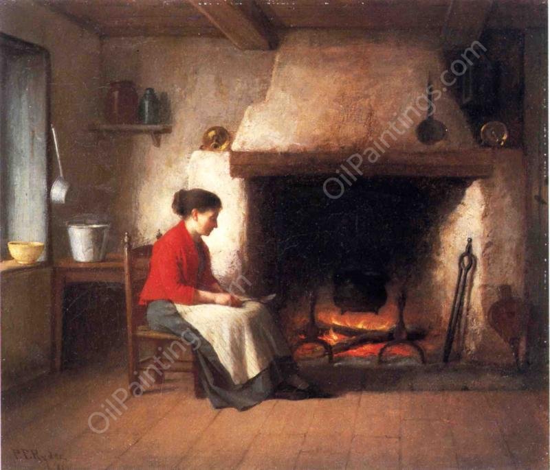 By the Hearth by Platt Powell Ryder - Hand-Painted Oil Painting Reproduction