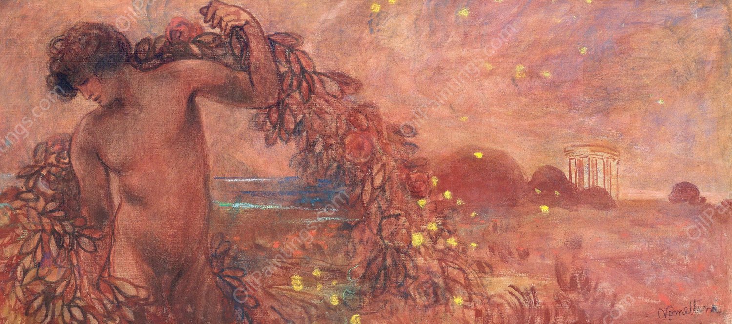 Lost In Thought by Plinio Nomellini - Hand-Painted Oil Painting Reproduction