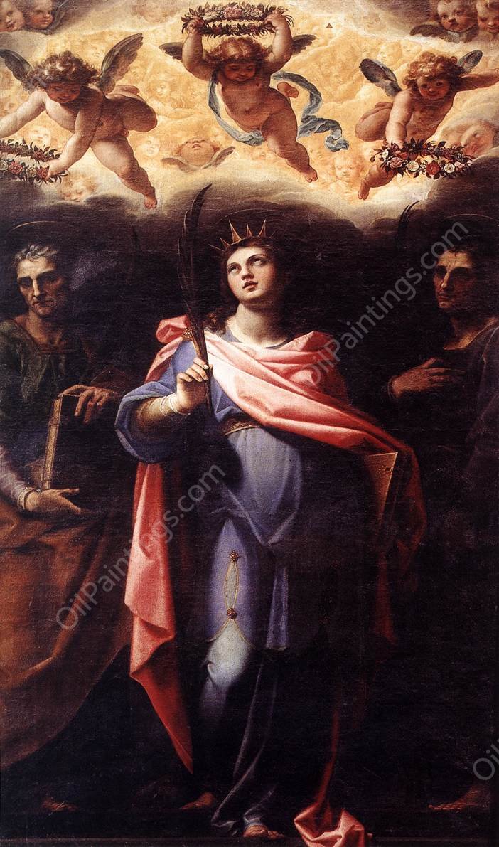 St Domitilla with Sts Nereus and Achilleus by Pomarancio - Hand-Painted Oil Painting Reproduction