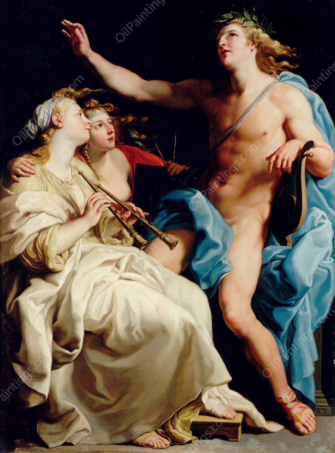 Apollo And Two Muses  by Pompeo Batoni - Hand-Painted Oil Painting Reproduction