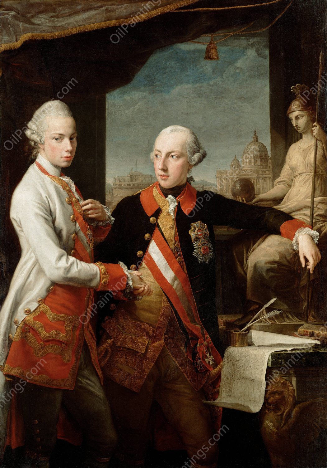 Emperor Joseph II With Grand Duke Pietro Leopoldo Of Tuscany by Pompeo Batoni - Hand-Painted Oil Painting Reproduction