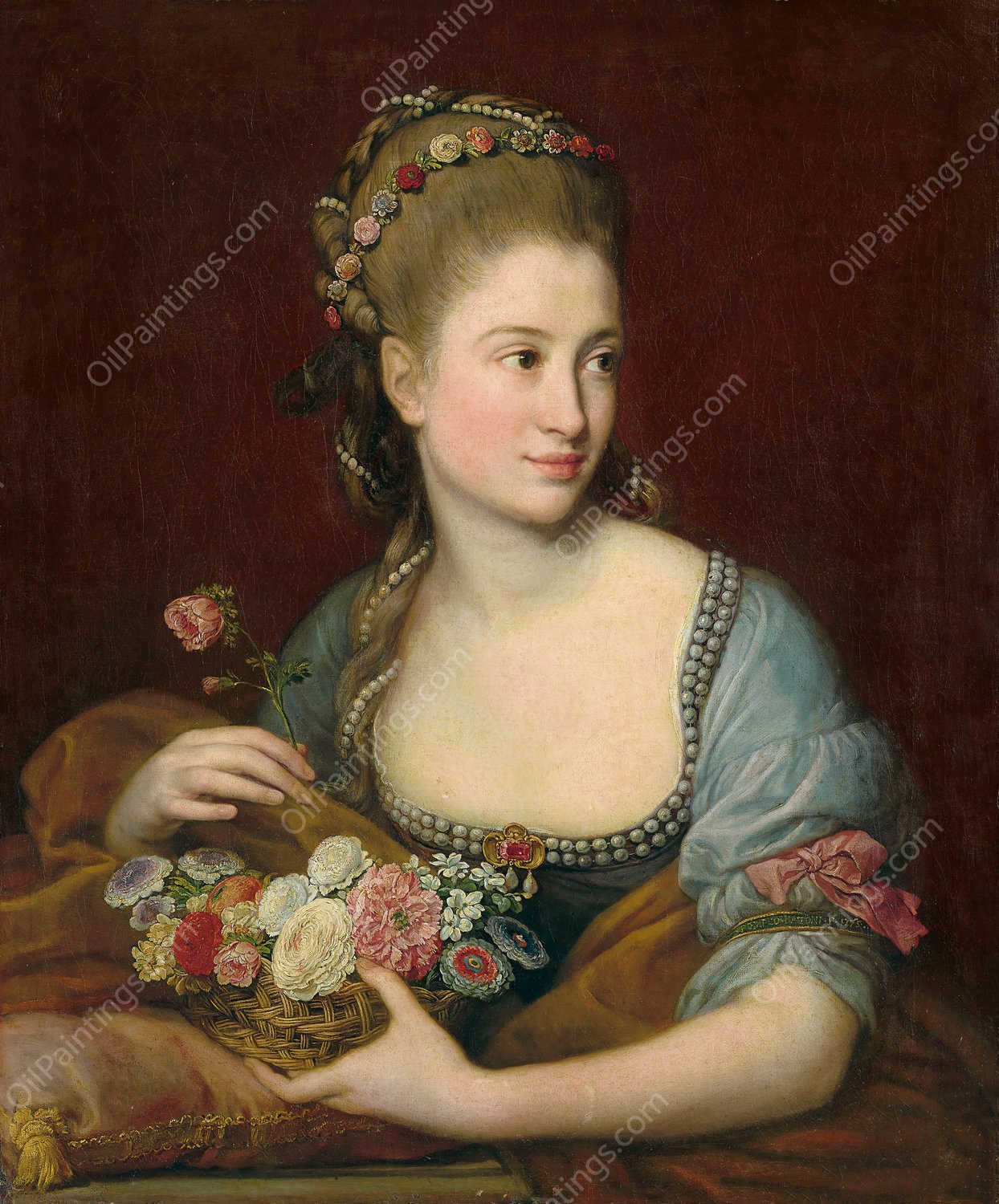 Portrait of a lady as Flora  by Pompeo Batoni - Hand-Painted Oil Painting Reproduction