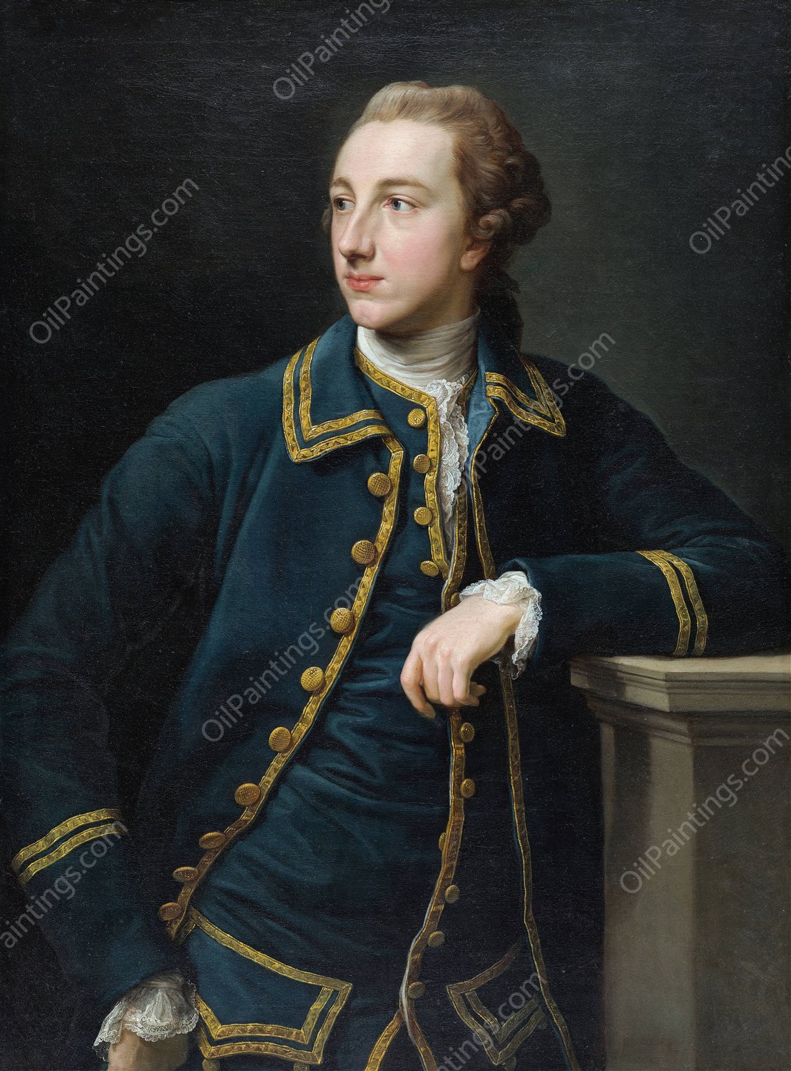 Portrait of a Man in a Green Suit  by Pompeo Batoni - Hand-Painted Oil Painting Reproduction