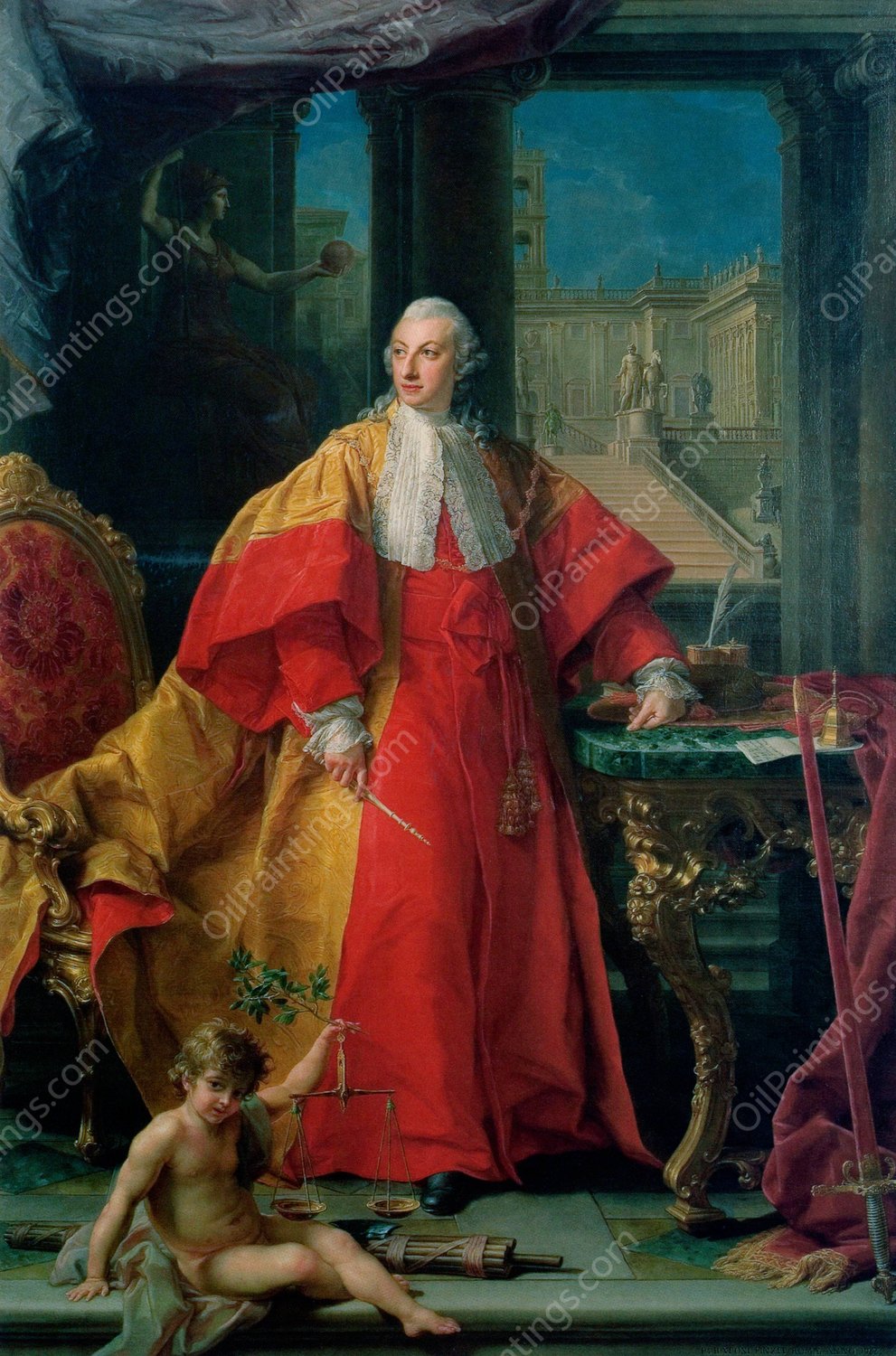 Portrait of Abbondio Rezzonico  by Pompeo Batoni - Hand-Painted Oil Painting Reproduction