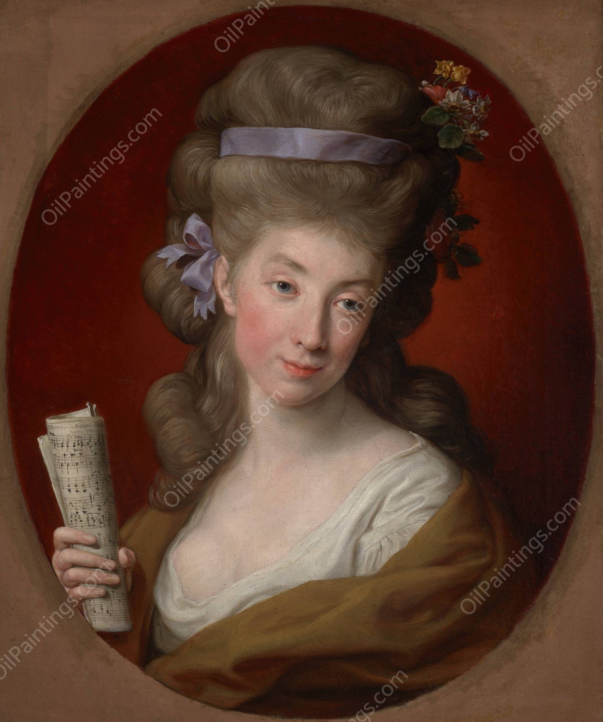 Portrait of Izabela nee Lubomirska, Wife of Ignacy Potocki  by Pompeo Batoni - Hand-Painted Oil Painting Reproduction