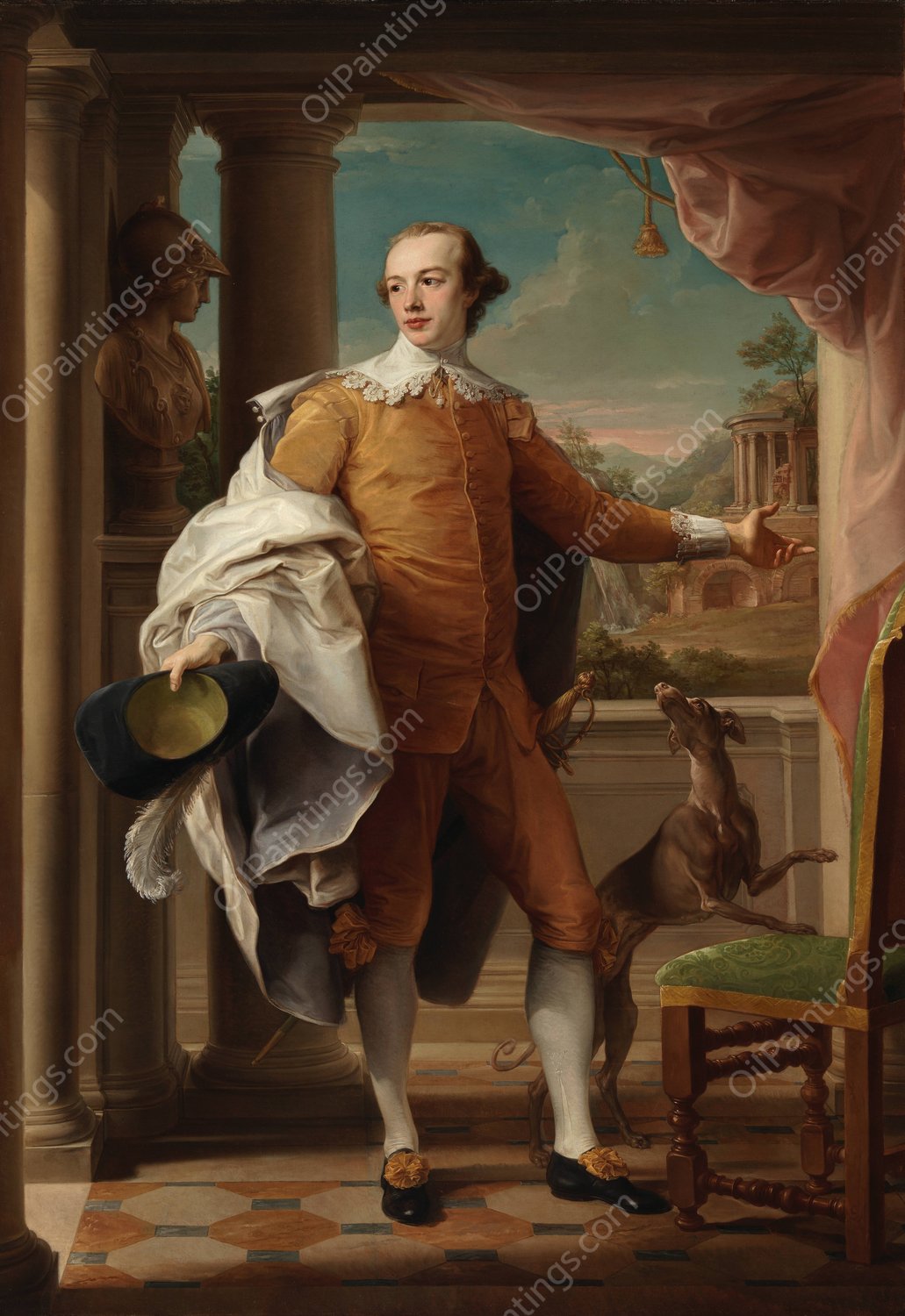 Portrait of Sir Wyndham Knatchbull-Wyndham  by Pompeo Batoni - Hand-Painted Oil Painting Reproduction
